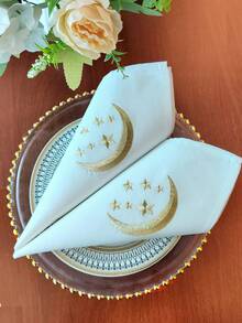 1/2/4 件绣花餐垫，100% 涤纶面料，防油防污，适用于斋月、家居、节日装饰、派对、婚礼、餐厅、厨房、餐桌、书桌、梳妆台、客厅、卧室、室内和室外、野餐 - 金色 - 查看 11