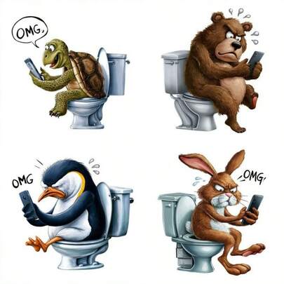 圣诞节马桶贴纸，趣味乌龟浴室贴纸，防水PVC马桶水箱贴纸，圣诞家居装饰