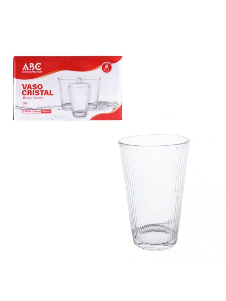 Vasos de vidrio de 470 ml, 6 unidades