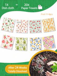 1/2/4/6/8pcs Pretty Birds/Fruits/Flowers/Christmas Birds Swedish Dishcloths For Kitchen Reusable Compostable Kitchen Cloth Made In Sweden Cellulose Sponge Swedish Dish Cloths For Washing Dishes Reusable Paper Towels Washable - Multicolor - View 5