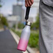 BJPKPK - Botellas de agua aisladas, botella de agua de metal de acero inoxidable de con correa, sin , termo a prueba de fugas, tazas, frascos, botella de agua reutilizable para la escuela,(18 onzas Azul plateado brillante) - Multicolor - Ver 5