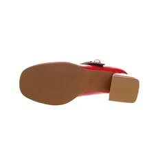 Geeyea A Pair Of Women's High Heels, Black And White Spliced High Heels, Thick Heel Design, Suitable For Prom Night Wear - 紅色 - 查看 6