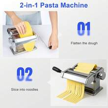 Pasta Roller And Machine Dual Width Noodle Maker For Pasta, Spaghetti, Fettuccine, Lasagna 2 In 1 Heavy Duty Stainless Steel With Cleaning Kit - Default - View 2