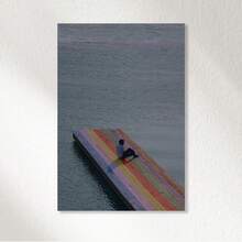 1pc Music Art Poster - Vibrant Colorful Striped Canvas Wall Art, Suitable For Bedroom, Bathroom, Kitchen, Office And Cafe Decor, 2D Flat Printing Unframed - Multicolor - View 1