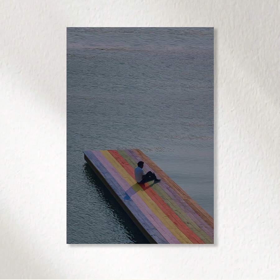 1pc Music Art Poster - Vibrant Colorful Striped Canvas Wall Art, Suitable For Bedroom, Bathroom, Kitchen, Office And Cafe Decor, 2D Flat Printing Unframed - Multicolor - View 1