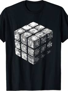 Magic Cube 3D Wireframe - Vintage Magic Cube Lover T-Shirt,Suitable As A Christmas Gift For Autumn And Winter - 款式22 - 查看 1