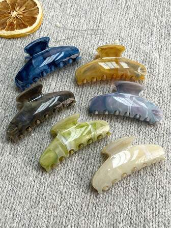 2pcs Women's Half-Circle Tie Dye Textured Gradient Hair Clips, Sweet Fresh Retro Minimalist Everyday Casual Elegant Fashion Plastic Material Hair Accessories For Daily Wear And Outfit Decoration Elegant Claw Clips Fashion Hair Claws Causal Hair Clutch