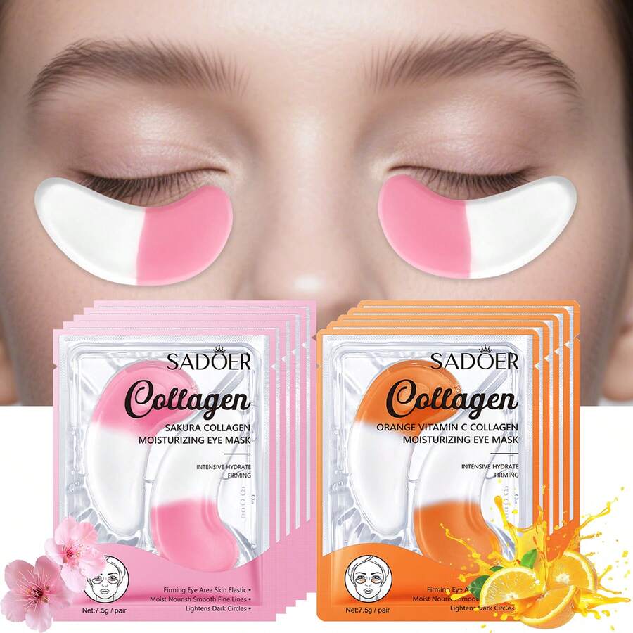 1/3/5 cặp mặt nạ mắt dạng gel collagen, hương hoa anh đào/cam, giàu axit hyaluronic và chiết xuất hoa cúc, dưỡng ẩm và làm săn chắc, giảm nếp nhăn, bọng mắt và quầng thâm, không gây dị ứng, dưỡng ẩm, làm sáng và rạng rỡ vùng da quanh mắt, phù hợp cho cả nam và nữ. - Nhiều màu - Xem 1
