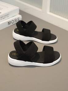 儿童弹力带凉鞋一双 - 黑色，透气设计，舒适百搭，适合日常穿着、公园游玩、夏季郊游和校园生活，轻松搭配各种儿童服装 - 黑色 - 查看 6
