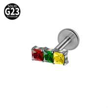 1PC G23 Titanium Flower Rainbow Zirconia Lip Ring Ear Carlip Tragus Internally Threaded Helix Lobe Earrings Daith Piercing Jewelry - Màu titan - Xem 13