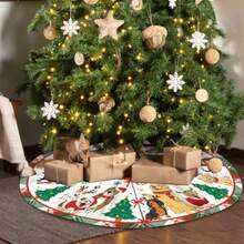 ChristmasChristmas Tree Skirt 48inch Christmas Dogs Tree Skirt Cute Dogs Puppies Red Green Buffalo Plaid Xmas TreeSkirt Xmas Party TreeSkirt Mat For Merry Holiday New Years Party - Multicolor - View 6