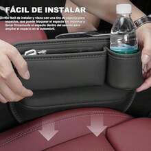 Bolsa Espacio para Vasos Cuero para Coche, Seat Gap Storage Box, Multifuncional, Bolígrafos y Evitar Que se Caigan Objetos Pequeños, Car Leather Cup Holder Gap Bag (Copiloto)(default) - Multicolor - Ver 5