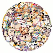 50张可爱猫咪贴纸，透明防水，适用于剪贴簿、日记本、笔记本、笔记本电脑、水瓶、滑板、吉他、冰箱、行李箱装饰，也是万圣节、圣诞节、感恩节等节日和派对的礼物之选。 - 彩色 - 查看 11