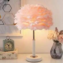 羽毛灯罩，粉白羽毛灯罩，简约优雅灯罩，适用于吊灯、台灯，母亲节礼物，情人节礼物，家居装饰羽毛灯罩 - 彩色 - 查看 8