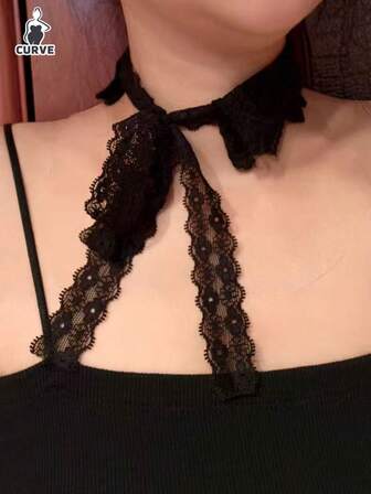 1pc Women's Black Lace Gothic Style Choker Necklace, Can Be Used As Eye Mask, Leg Garter, Versatile Sexy Accessory