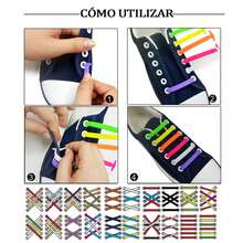ANTSAY Cordones De Silicona, 5 Pares Agujetas Elasticas Cintas Elasticas Tenis, 80 Cordones Multicolores para Adultos, Niños, Mujer embarazada, Cordones de Zapatos Planos, Botas de Trabajo y Botas de Montaña, Cordones para Senderismo y Carreras Deportivas - Multicolor - Ver 3