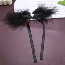 1pc/2pcs Christmas Bow Hair Clips, Fashion Cute Plush Feather Bow Ribbon Hair Accessories For Women, Party/Holiday Costume, Suitable As Christmas Gifts For Family And Friends, Claw Clips, Hair Slide, Hair Barrettes, Winter