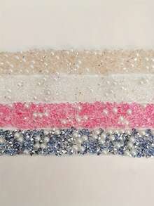 1 Cuộn ruy băng đính đá lấp lánh, băng keo kim tuyến PVC màu trắng ngọc trai và màu sâm panh, dễ cắt và dán, thích hợp cho các dự án thủ công DIY, đám cưới, sinh nhật, gói quà, trang trí tóc (không cần may). - Nhiều màu - Xem 5