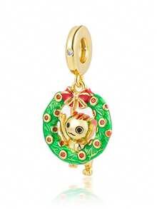 1颗闪亮镀金吊坠珠，适用于原装蛇骨项链，也可用于DIY 925银饰制作，女士珠宝礼物，送给女孩/女儿的礼物 - 金色 - 查看 17