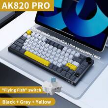 AJAZZ AK820 PRO 75% 机械键盘，带 TFT 智能显示屏和旋钮，垫片式安装游戏键盘，5.1/2.4G 无线/Type-C 有线可定制键盘 - AJAZZ 官方正品 - 查看 10