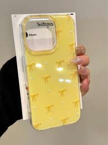 蝴蝶结 IMD 透明黄色喷绘加厚大孔极简防摔印花手机壳，兼容 17/17 Pro、16/16 Pro/16 Pro Max、16 Plus、15 XR/7/8、15 Pro Max、12 Pro Max、13 Pro Max、14 Pro Max、13、14、11、12P、14、P11、软壳、P12 防摔、XS、XR/78P、78GES2 - 彩色 - 查看 4