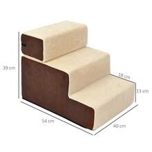 PawHut Dog Stairs, Practical Pet Stairs With 3 Steps For Cats And Dogs, Plush, Beige, 54x40x39cm On Site - 1 - View 3