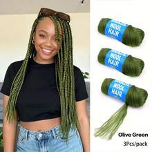 3pcs Brazilian Wool Hair Synthetic Crochet Hair Extensions For Women African Hair Yarn For Braiding Senegalese Twist Fake Hair, Suitable For Women's Daily Life, Parties, Halloween And Christmas, Multiple Colors Of Hair To Choose From, 70G/Roll - Multicolor - View 20