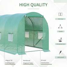 Outsunny 395x195x190cm Tomato Greenhouse With 6 Mesh Windows, Round Arch Greenhouse For Plant Growing And Early Sowing On Site - 1 - View 5