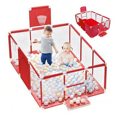 Corralito Bebe Con Vallas Para Bebé Plegable Corral, Rojo