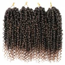 Passion Twist Crochet Hair 10 Inch 4 Packs Boho Short Pre Looped Crochet Twist Hair With Curly Ends Goddess Crochet Braids Bohemian Water Wave Braiding Hair Extension - Multicolor - View 12