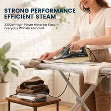 SUPERLEX 2-In-1LED Screen Steam Iron, Ceramic Soleplate Iron, 3200W Fast Heating Steam Engine, Anti-Scale/Anti-Drip Function, With 4 Functions (Dry Ironing, Spray, Steam, Air Ironing), Visual Range Up To 2.1 Meters, Equipped With Clear LED Indicator Light, Strong Steam Output, Suitable For Home And Travel Use. - UK Plug(220-240V) - View 8