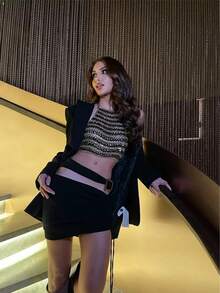 DEKUNER 1 pieza Cadena corporal de perlas falsas con estilo Y2K, adecuada para mujeres y niñas como accesorio para la playa, resort o fiesta, otoño/invierno - Plata brillante 292 - Ver 8