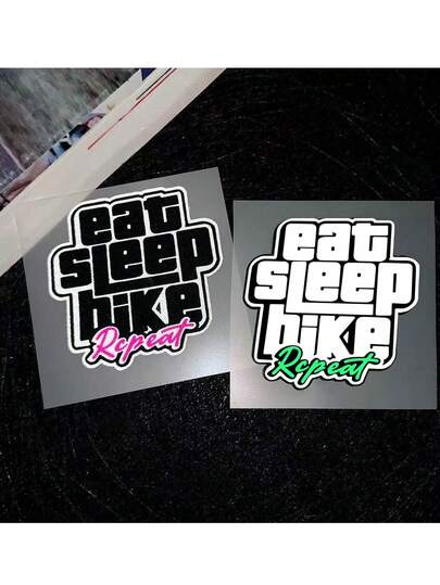 Waterproof Bicycle Sticker - 'Eat, Sleep, Ride, Repeat' Design, Durable PET Material, Suitable For Bike Frames And Outdoor Enthusiasts, Sun-Resistant And Scratch-Resistant Decoration, Vibrant Patterns | Scratch-Resistant Sticker, Bicycle Accessory
