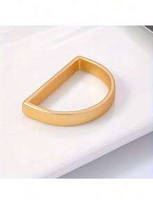 6pcs/Set D-Shape Napkin Rings, Applicable For Wedding/Party/Christmas/Business, Hotel Table Decor, Catering Accessories - Gold - View 3