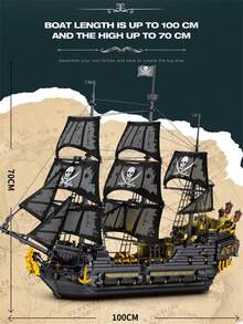 Reobrix 4708PCS Black Pearl Corsair Ship Building Block Model - Christmas Theme Assembly Playset - Perfect For Home Decoration, Party Table Decoration, ABS Durable Plastic, Ideal For Office, Living Room, Christmas, New Year, Birthday Gifts - màu đen - Xem 4