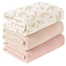 3条装婴儿襁褓毯，透气柔软，适合新生儿，男女通用，可用于拍嗝，必备婴儿用品，送礼佳品 - 彩色 - 查看 6