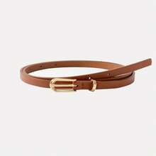 4pcs/Set Simple Small Belt Women's Jeans New Belt Women's Multi-Color PU Leather Alloy Thin Belt Women's Fashion Belt Versatile Decorative DressWomen's Belt Set  School Fall, Autumn, Halloween Christmas Gifts - 彩色 - 查看 3
