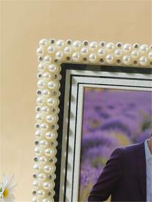 1pc Premium Pearl Glass Photo Frame, 5/6/7/8 Inch, Suitable For Storing Love Photos, Wedding Photos, Birthday Photos, Travel Photos And Valentine's Day Gifts (Photo Paper Shipped Randomly) - Beige - View 8