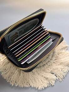 大容量多功能卡包钱包，波西米亚风格设计，包含摇钱树、孔雀眼和叶子图案，创意礼品之选，适合送给自己或朋友。女士卡包、迷你钱包、小钱包、手提包，女士钱包。 - 彩色 - 查看 9