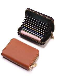 Zipper Credit Card Holder Wallet, With Card Slots, PU Material, Accordion Style Wallet, Unisex Mini Wallet, Small Card Case, Gift/Christmas Gift/Small Gift/Accessory - Multicolor - View 9