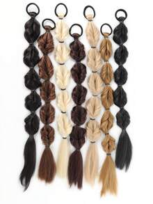 1pc 20 Inch Ponytail Wig Female Bubble Braid Natural Dye Twist Braid Tie-Up Dreadlocks1 Double Ponytail Lantern Braid - Multicolor - View 3