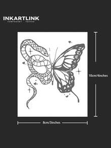 INKARTLINK 革命性科技临时纹身，半永久纹身，手部，蝴蝶图案，防水，逼真仿真纹身，植物基，神奇纹身，可持续1-2周，女士纹身 - 黑色 - 查看 5