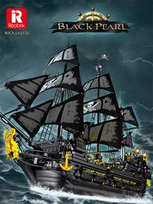 Reobrix 4708PCS Black Pearl Corsair Ship Building Block Model - Christmas Theme Assembly Playset - Perfect For Home Decoration, Party Table Decoration, ABS Durable Plastic, Ideal For Office, Living Room, Christmas, New Year, Birthday Gifts - màu đen - Xem 1