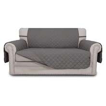 Reversible Loveseat Couch Cover For 2 Cushion Couch Sofa Cover For Dogs Water Resistant Furniture Protector With Foam Sticks Elastic Straps For Pet Loveseat, Gray/Gray - Multiwarna 1970 - View 1