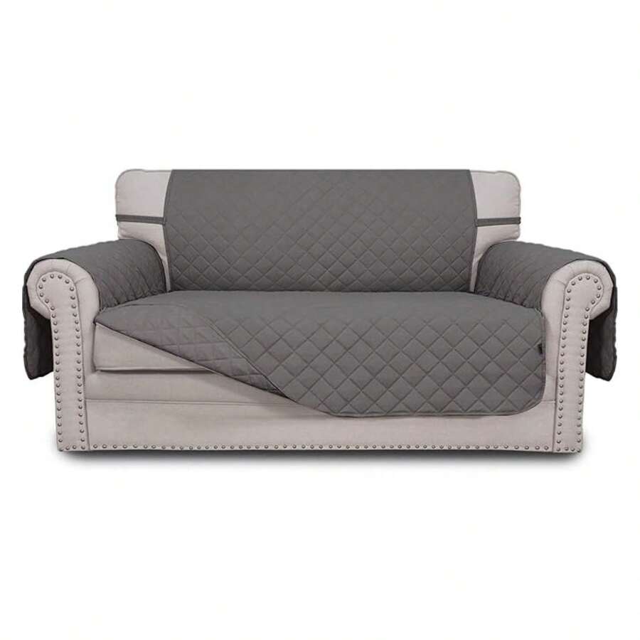 Reversible Loveseat Couch Cover For 2 Cushion Couch Sofa Cover For Dogs Water Resistant Furniture Protector With Foam Sticks Elastic Straps For Pet Loveseat, Gray/Gray - Multiwarna 1970 - View 1