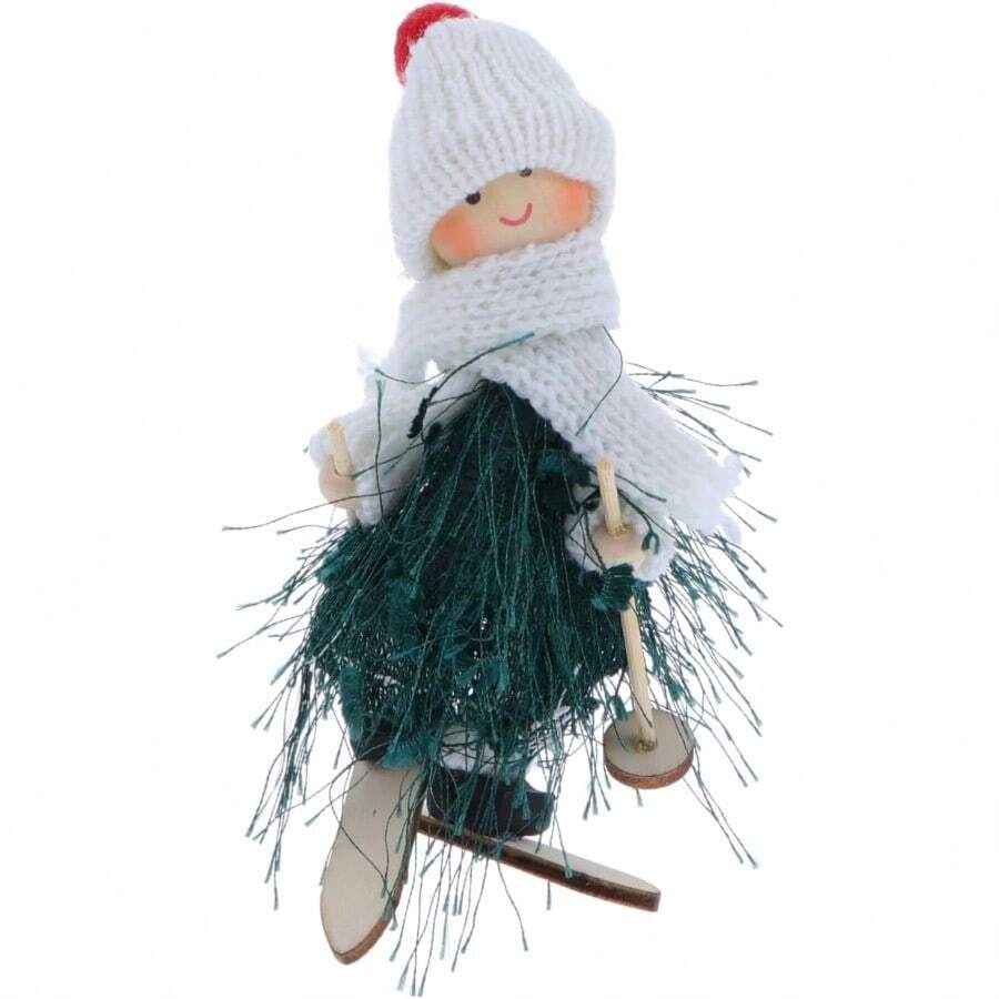 Christmas Tree Decorations Colgante de esquí de Navidad Adornos para árbol de Navidad muñecas Encantadoras Adornos de Papá Noel Madera Rosa 1 ud. Christmas Decorations - Verde - Ver 1