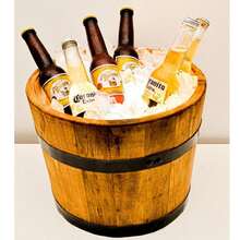 HIELERA DE MADERA, CERVECERA DE MADERA, CUBETA CERVECERA DE MADERA DE PINO ARTESANAL - Marrón - Ver 1