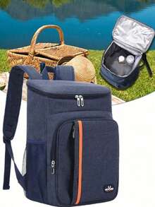 1个18升大容量保温背包，户外露营野餐午餐包，防水牛津布车载冰盒，食物保鲜盒，午餐包，女士午餐盒，女士学习用品包，返校用品包