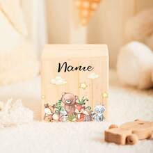 Customized Piggy Bank, Personalized Name Wooden Children's Gift, Personalized Wooden Piggy Bank - Cute Animal And Floral Pattern, Flip-Top Lid, Multi-Purpose Home Decor Gift Suitable For Teens, Bedroom, Office Or As A Gift, Room Decor, Honeycomb Jar, Savings Jar, Birthday Surprise Box, Christening Memento Box, Butler Box - Multicolor - View 9