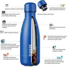 BJPKPK - Botellas de agua aisladas de 12 onzas, 17 onzas, 25 onzas, botellas de agua de acero inoxidable, botellas de agua deportivas que se mantienen frías durante 24 horas y calientes durante 12(0.4 Litros A-azul) - Multicolor - Ver 3